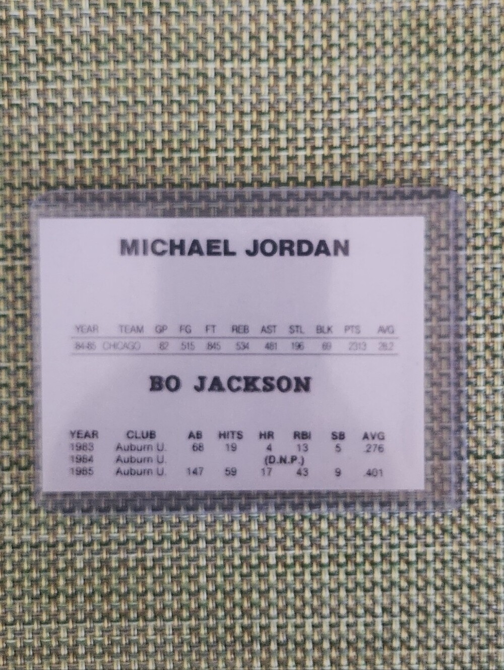 Michael Jordan & Bo Jackson Promo Baseball Card - Picture 2 of 2